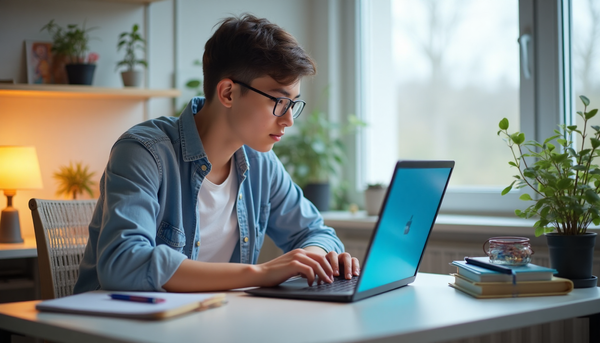 Junge Schülerin plant mit Unterstützung ihrer Mutter an einem Schreibtisch den Lernplan für die Oberstufe und das Abitur.